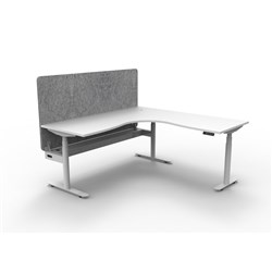 Rapidline HALO+ Corner Workstation Grey Eco Screen + Tray 1500/1500W White/White