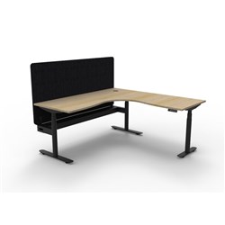 Rapidline HALO+ Corner Workstation Black Eco Screen + Tray 1800/1500W Oak/Black