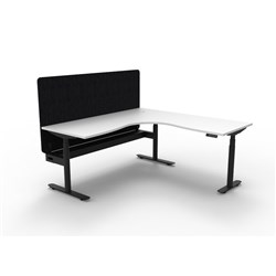 Rapidline HALO+ Corner Workstation Black Eco Screen + Tray 1800/1500W White/Black