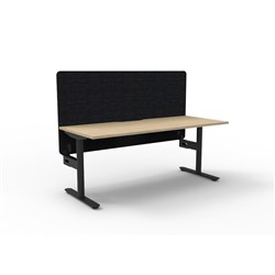 Rapidline Halo Static Single Sided Workstation Black Eco Screen 1500Wx750Dx730mmH Oak/B