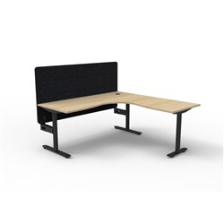 Rapidline Halo Static Corner Workstation Black Eco Screen 1500/1500W x 750D x 730mmH O/B