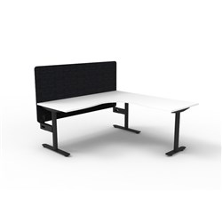 Rapidline Halo Static Corner Workstation Black Eco Screen 1500/1500W x 750D x 730mmH W/B
