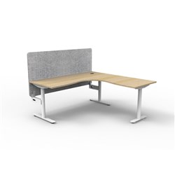 Rapidline Halo Static Corner Workstation Grey Eco Screen 1800/1500W x 750D x 730mmH O/W