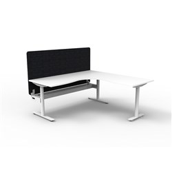 Rapidline Halo Static Corner Workstation Black Eco Screen + Tray 1500/1500W x 730mmH Wht/W