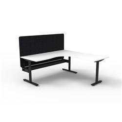 Rapidline Halo Static Corner Workstation Black Eco Screen + Tray 1800/1500W x 730mmH Wht/B
