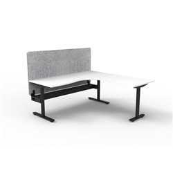 Rapidline Halo Static Corner Workstation Grey Eco Screen + Tray 1800/1500W x 730mmH Wht/B