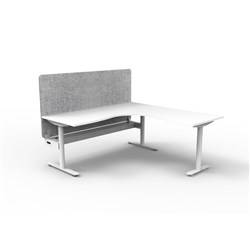 Rapidline Halo Static Corner Workstation Grey Eco Screen + Tray 1800/1500W x 730mmH Wht/W