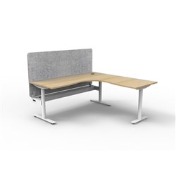 Rapidline Halo Static Corner Workstation Grey Eco Screen + Tray 1800/1800W x 730mmH Oak/W