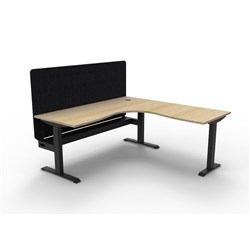 Rapidline Boost Static Corner Workstation Black Eco Screen + Tray 1800/1500W x 730mmH O/B