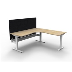 Rapidline Boost Static Corner Workstation Black Eco Screen + Tray 1800/1500W x 730mmH O/W