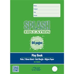 Splash Education PlayBook 330 x 240mm Plain/10mm Ruled With Red Margin 64 Page