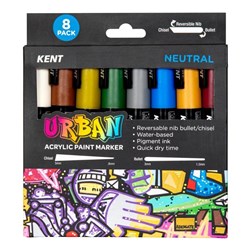 Kent Urban Paint Markers Medium 6mm Dual Nib Neutral Assorted Pack Of 8