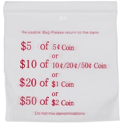 CUMBERLAND COIN BAG RESEALABLE Printed 110x100mm Pk100