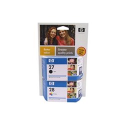 HP CC628AA NO 27 BLACK AND NO 28 COLOUR INK CARTRIDGE COMBO PACK