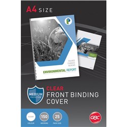 GBC Binding Cover A4 150 Micron Pack Of 25 Clear