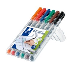 Staedtler 316 Lumocolor Non-Permanent Pens Fine 0.6mm Assorted Colours Wallet Of 6