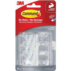Command 17302CLR Cord Organiser Small Cord Clips Clear Pack of 8