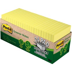 Post-It 654R-24CP-CY Notes 76x76mm Greener Recycled Cabinet Pack Yellow Pack of 24