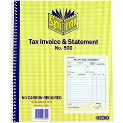 Spirax 500 Business Book Carbonless Tax Invoice & Statement Quarto