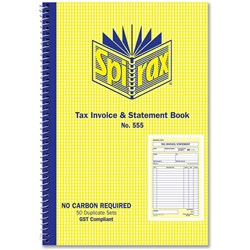 Spirax 555 Business Book Invoice Statement 207x144mm Carbonless Side Opening