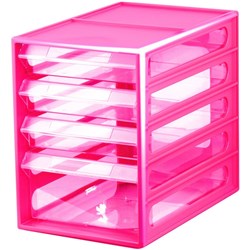 Italplast 4 Drawer Office Organiser Cabinet Watermelon