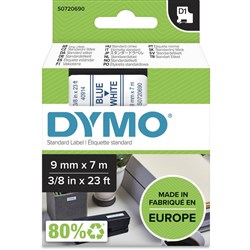 Dymo D1 Label Cassette Tape 9mmx7m Blue on White