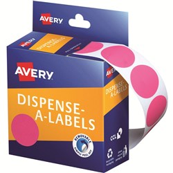 Avery Removable Dispenser Labels 24mm Round Pink Pack Of 500