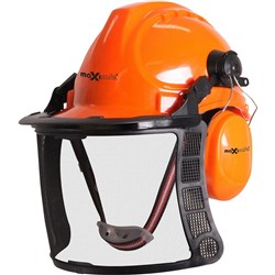 Maxisafe Forestry Kit With Helmet Metal Mesh Visor And Earmuffs Orange And Black