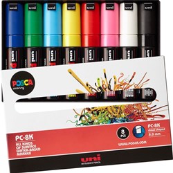 Uni Posca Paint Marker PC-8K Broad 8mm Chisel Tip Assorted Pack of 8