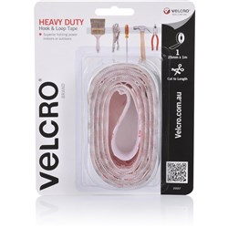Velcro® Brand Heavy Duty Hook & Loop 25mm x 1m Tape White