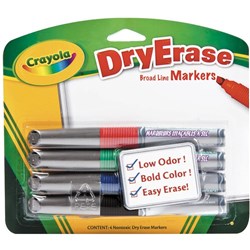 CRAYOLA DRY ERASE MARKERS 4 Asst