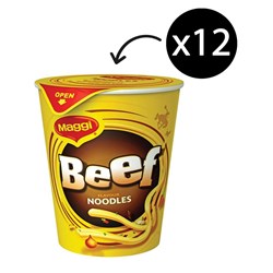 Maggi 2 Minute Noodle Cup Beef Carton 12