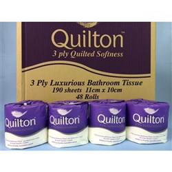 QUILTON 3PLY TOILET TISSUE 190 SHEETS PER ROLL CTN 48