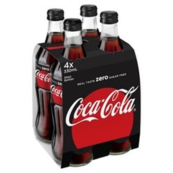 Coca Cola Bottle 330ml No Sugar Screw Top Pack 4
