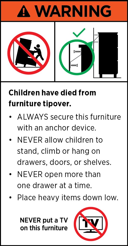 Toppling furniture warning Category 1